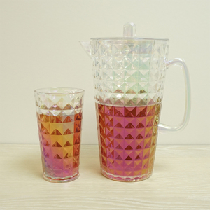 [Holar] ไต้หวันทํากันกระแทกนํามาใช้ใหม่ 21 ออนซ์เครื่องแก้ว Highball แก้วน้ําพลาสติกใสเพชรสีรุ้งทรงสูง - Product Image 6