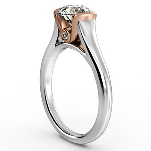 Bague de fiançailles SHREYA DIAM en moissanite ronde brillante, argent 925 plaqué or rose, sertissage clos, bijoux classiques pour femmes - Product Image 3