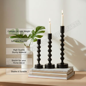 Bougeoirs modernes en aluminium, lot de 3, décoration de centre de table de fête de mariage, design fait main, finition noire, qualité d'exportation, nouvel arrivage - Product Image 2