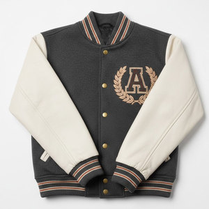 Chaqueta Letterman con Mangas de Cuero Fresh Drop, Estilo Urbano con Mangas Suaves y Chaqueta de Invierno con Mezcla de Lana - Product Image 3