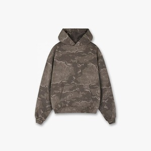 Conjunto de Sudadera con Capucha y Pantalones Cortos de Algodón de 400 g/m² para Hombre, Estilo Camuflaje, Corte Holgado, para Entrenamiento - Product Image 3
