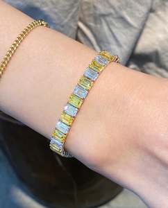 Envío Directo, Nuevo Brazalete de Tenis de Plata S925, Estilo Hip Hop, VVS, Esmeralda, Moissanita Certificada por GRA, para Regalo - Product Image 1