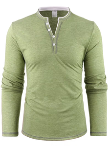 Camiseta informal de manga larga para hombre, 100% algodón, color liso, cuello en V, corte holgado, colección primavera y otoño de Bangladesh - Product Image 3