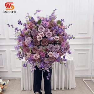 Boule de fleurs artificielles en rose lisse de 70 cm, couleur violette, romantique, faite à la main, haute simulation, centre de table de mariage - Product Image 5
