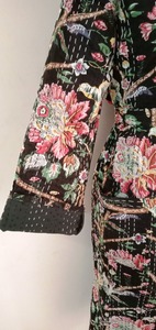 Robe et veste Kantha faites à la main Manteau d'hiver à imprimé floral de style japonais avec veste universitaire Boho Tie Belt - Product Image 3