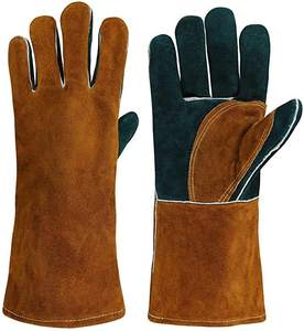 Guantes DE TRABAJO resistentes al desgarro de 7 oz 16 PULGADAS de cuero de vaca de doble seguridad de diseño personalizado para protección de soldadura de construcción industrial - Product Image 1