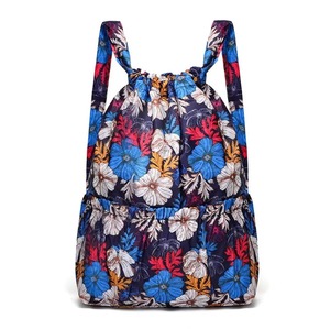 Bolso con cordón de nailon a la moda, mochila impermeable con estampado Floral, compras portátiles ligeras para chicas adolescentes - Product Image 2