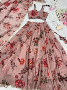 Designer de haute qualité travail imprimé lourd Lehenga Choli indien et pakistanais vêtements de fête ethniques pour les femmes battre la qualité - Product Image 4