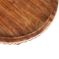 Best-seller Table basse ronde au design de luxe Table d'appoint en bois massif incrusté d'os, meubles de table de bout