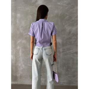 <span class=keywords><strong>Camicette</strong></span> e Camicie a Righe <span class=keywords><strong>Lilla</strong></span> da Donna Topshow con Dettaglio Cintura - Vendita all'Ingrosso - Product Image 1