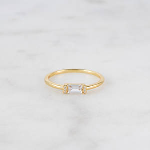 แหวนชุบทองด้วย925เงินสเตอร์ลิงบางเครื่องประดับสำหรับผู้หญิงพลอยธรรมชาติแบบเรียบแหวนพลอยเพชร - Product Image 1