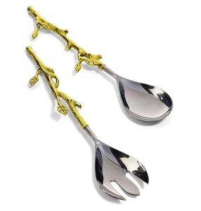 Juego de servicio de ensalada Premium de latón metálico, aspecto atractivo, artículos de cena de boda, cuchara, tenedor, juego de cubiertos, fabricante de calidad sólida - Product Image 1