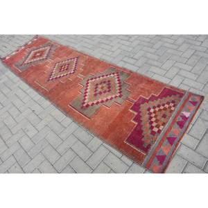 Ethnique Rouge Rose 2,8X10 pieds Tapis en Laine Turc Grande Surface Rectangle Couloir Motif Abstrait Nouveau Support en Latex pour Chambre Chevet - Product Image 4