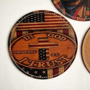 Cowhide Leather-<b>Coaster</b> Set Western-<b>Coasters</b> Cow Print-Drink <b>Coasters</b>-Rustic Farmhouse-Decor Handmade Leather <b>Coasters</b>-Gift - Product Image 6