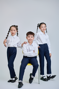 Chemise à manches longues unisexe pour l'école primaire, en popeline tissée, 65% polyester, 35% coton, FMF vietnamien (chemise à boutons blanche), en stock - Product Image 3