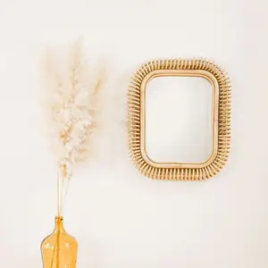 Rectangular square full length rattan mirrors long mirror for hanging home hotel dance studio wall decor mirrors