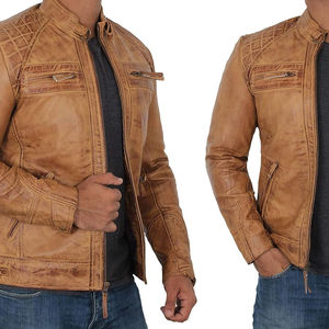 Veste en cuir véritable pour homme, design personnalisé en gros, cuir de vache véritable, veste en cuir véritable marron chaud pour homme, utilisation hivernale - Product Image 5