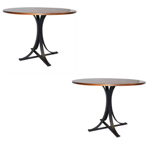 Best Seller <b>Round</b> <b>Solid</b> <b>Wooden</b> <b>Dining</b> <b>Table</b> with Metal Legs High Quality Export Direct Factory From Indonesia - Product Image 5