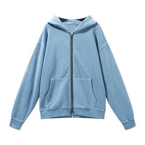 Vente en gros meilleur service OEM de sweat à capuche zippé avec logo personnalisé pour hommes, poids lourd, délavé à l'acide sweat à capuche décontracté de haute qualité à vendre - Product Image 3
