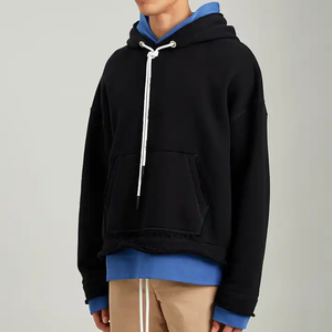 Sweat à capuche oversize à coupe ample, style personnalisé, nouveau style, 450 GSM, 100% coton molletonné, doublé, lavé, effet délavé, coupe courte pour homme - Product Image 6