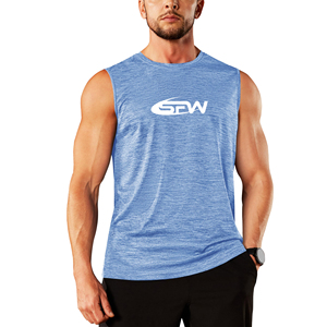 Débardeur sans manches en polyester pour hommes Chemise de gymnastique légère en coton mélangé avec cordon de serrage Vêtements athlétiques confortables pour l'entraînement - Product Image 1