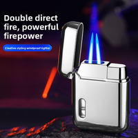 Briquet DEBANG à double flamme, multi-scénarios, en alliage de zinc, rechargeable, coupe-vent, portable, écologique, au butane