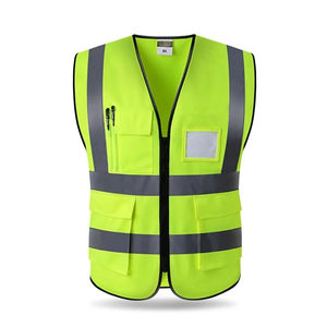 Multi-Pocket <b>Black</b> Woolen <b>Vest</b> for Construction Workers Plus Size New Reflective Safety Clothing for Winter Breathable - Product Image 3