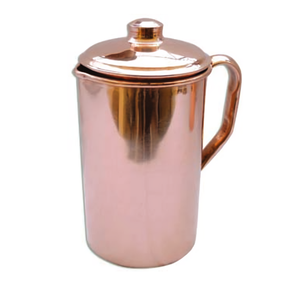 Pichet à eau en cuivre pur fait à la main avec un récipient ayurvédique au fini lisse pour le stockage de l'eau Cuisine Salle à manger avec couvercle - Product Image 4