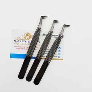 Punta de fibra de acero inoxidable Todo negro Mejor volumen Pinzas de extensión de pestañas Fabricante Pinzas de pestañas - Product Image 2