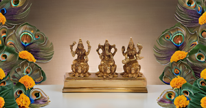 Handmade Modern Brass Laxmi Ganesh Saraswati Idol Ganesha Statue for Tabletop Home Decor Birthday or Graduation Gift" - Product Image 6