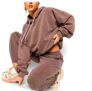 ชุดวิ่งออกกำลังกายผ้าฝ้ายขนแกะ2ชิ้นเสื้อวอร์มระบายอากาศลายพื้นออกแบบโลโก้ได้ตามต้องการสำหรับผู้หญิงมาใหม่ - Product Image 4