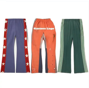 Pantalon de survêtement évasé vintage délavé à l'acide, coton délavé au soleil personnalisé, imprimé strass, streetwear, grande taille, maternité, respirant - Product Image 3