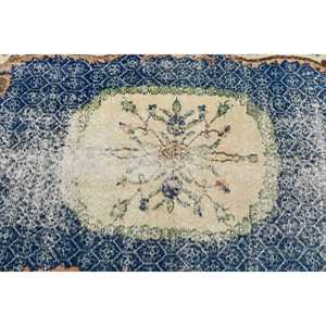 Alfombra de 3.6x6.8 pies, Alfombra Turca Vintage, Alfombra Oriental de Lana Azul y Blanca - Product Image 5