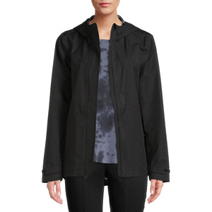 New Fashion Women's <b>Black</b> Hooded Waterproof <b>Windbreaker</b> Jacket With Zipper Closure Full Sleeve Utility Style Autumn Wear - Product Image 1
