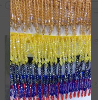 Frange de perles de cristal artisanale de 10 yards pour la haute couture, costumes de danse, 5 yards/lot, franges à pampilles, garniture en dentelle