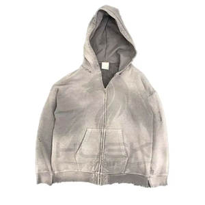 Sweat à capuche d'hiver en coton éponge français surdimensionné pour hommes lavés à l'acide et technique de teinture de cravate en 3D teint uni - Product Image 2