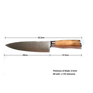 Cuchillo de Cocina Profesional de 8 Pulgadas, Cuchillo de Chef de Acero de Damasco con Mango de Resina - Product Image 3