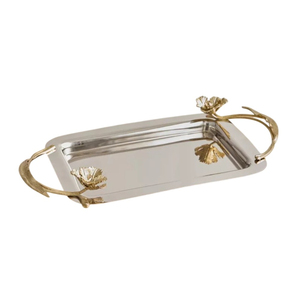 Accesorio de Decoración de Mesa, Bandeja de Servicio de Acero Inoxidable Martillado de Primera Calidad con Asas Esculpidas de Pájaro, Bandeja para Servir Alimentos - Product Image 5