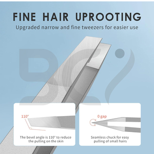 Tamaño de forma personalizado Punta inclinada hecha a mano Buena venta Calidad Premium Extra Hair Remover Use Pinzas para cejas - Product Image 5