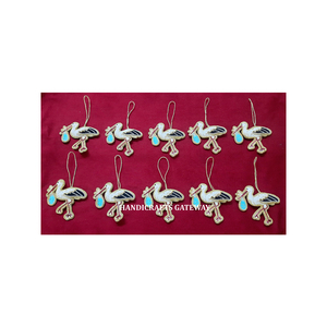 Adornos Navideños Colgantes con Forma de Pájaros, Bordados en Plata con Cuentas, Color Único, para Decoración Navideña - Product Image 1