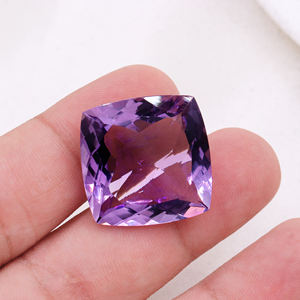 Compra de calidad superior 21MM x 21M Natural púrpura amatista corte de cojín facetado piedra preciosa suelta para la fabricación de colgantes de anillo de joyería - Product Image 5