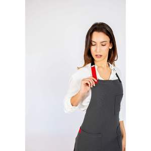 Tablier de travail gris HAI en toile de coton robuste avec logo brodé pour chef, barbier, nettoyage, peinture, Noël - Product Image 3