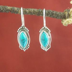 Wholesale 925 Sterling <b>Silver</b> Earrings with Turquoise Cab Gemstone Popular Design for Gift - Product Image 4