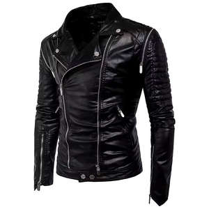Veste en cuir de moto pour homme en cuir de vache véritable de qualité supérieure, veste en cuir noire pour motard, coupe ajustée, style café racer - Product Image 4