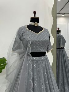 Designer Wedding Wear Lehenga Choli With Thread & Sequence Work - Product Image 3