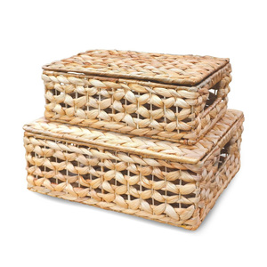 Handwoven organizer boxes water hyacinth <b>container</b> <b>box</b> wholesale price kitchen storage accessory - Product Image 4