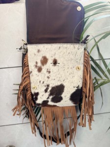 Sac à main en cuir repoussé à la main sac en cuir de vachette véritable couverture de selle aztèque sacs à franges sacs à bandoulière de vente chaude pour femmes - Product Image 4