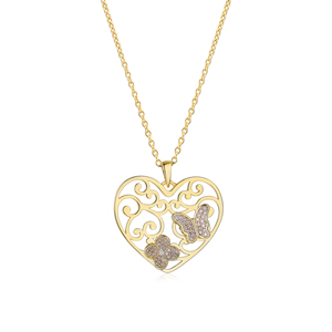 <span class=keywords><strong>Collana</strong></span> con Ciondolo a Farfalla e Cuori in Zirconia Cubica, Gioielli Trendy per Ragazze e Adolescenti, Vendita all'Ingrosso - Product Image 1