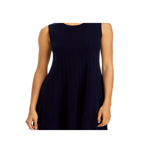 Abito in Lana Cashmere Blu Navy di C Bloomingdale's, ODM, Corto, Linea ad A, Senza Spalline, Vita Naturale, Moda Invernale con Dettagli Diamantati - Product Image 2