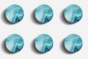<b>Ceramic</b> Blue Marble <b>Coasters</b>, Home Decorative Round Marble <b>Coaster</b> Set, Onyx <b>Coasters</b> - Product Image 4